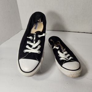 Converse All Star pull on sneakers black white size 8